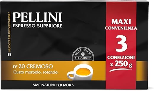 Pellini Caffè do dzbanka do espresso Gusto Cremoso nr 20 po 3 x 250 g